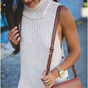 Free People Valentina Cowl Turtle Neck Sleeveless Chunky Knit Sweater | Small